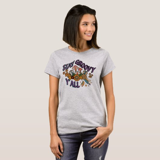 T-shirt Style Rétro Restez Super Y'all Champignons - Fleur (Devant entier)