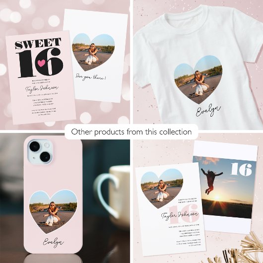 T-shirt Style Retro Typographie Sweet sixteen noir rose