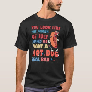 T-shirt Style Rétro U ressemble 4 juillet Hot Dog Outfi