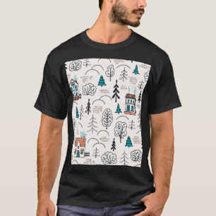 T-shirt Style scandinave Maisons Motif forestier
