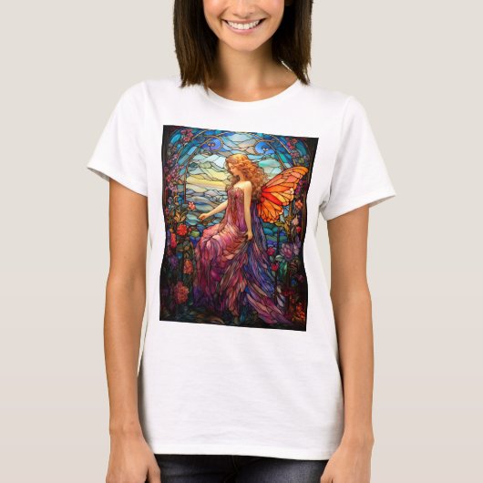 T-shirt Style Tiffany Vitrail Verre magique Fée (Devant)