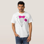 T-shirt Style Tuxedo avec Bowtie rose et Rose rose (Devant entier)