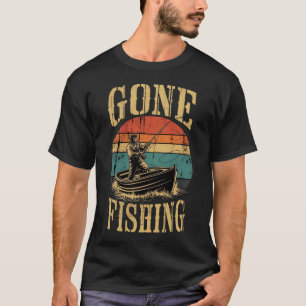T-shirt Style vintage GONE FISHING Fisherman retro Sunset