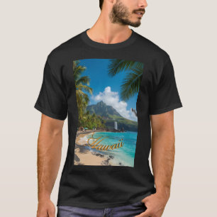 T-shirt Style Vintage Hawaïen Palmiers Mer Ciel Voyage