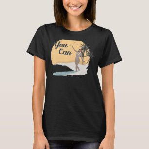 T-shirt Style vintage Retro Palm Tree Sea Wave Summer Girl