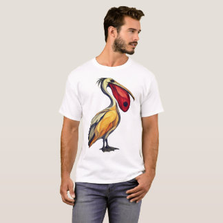 T-shirt Stylized Pelican Art Illustration - Vintage Folk W