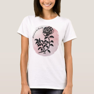 T-shirt Stylo et Rose d'encre sur rose - Focus sur la beau