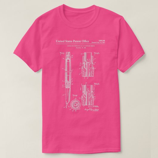 T-shirt Stylo Fontaine 1884 Brevet Imprimer Pe Fontaine Vi (Design devant)