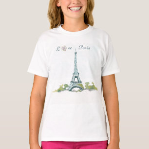 T-shirt Stylo Tour Eiffel et croquis d'encre   Love Paris