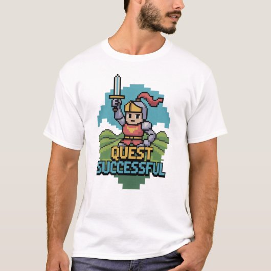 T-shirt Succès de la quête Motivation 8 Bits (Devant)