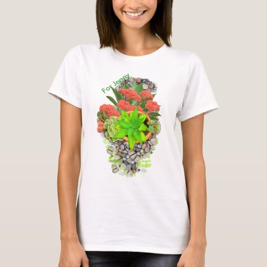 T-shirt Succulents sur galets de jardin (Devant)