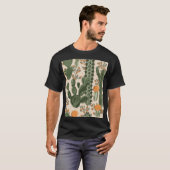 T-shirt Succulents verts, fleurs oranges, papier peint de  (Devant entier)