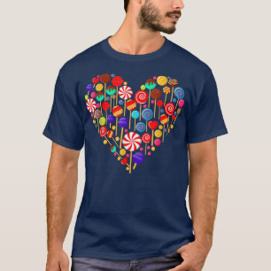 T-shirt Sucette arc-en-ciel colorée en forme de cœur