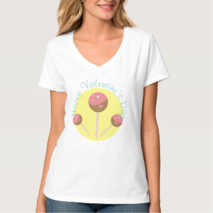 T-shirt Sucettes de gâteau de la Saint-Valentin Rose