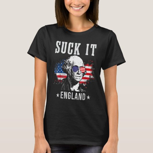 T-shirt Suck It England 4 juillet George Washington (Devant)