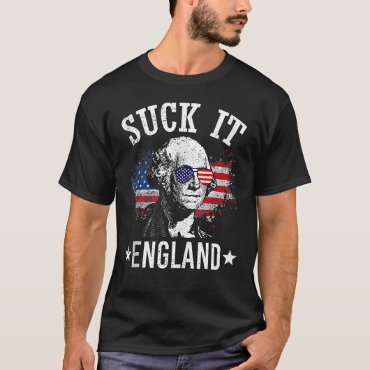 T-shirt Suck It England Drôle 4 juillet George Washingto (Devant)