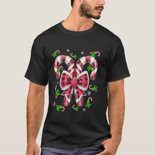 T-shirt Sucre de canne Coquette Bow Feux de Noël Tie Dye X