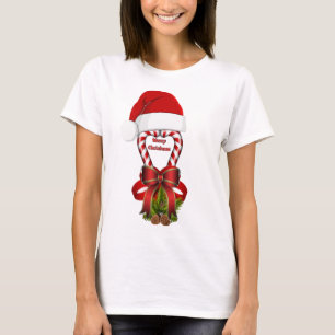 T-shirt Sucre de canne de Noël à rayures rouges