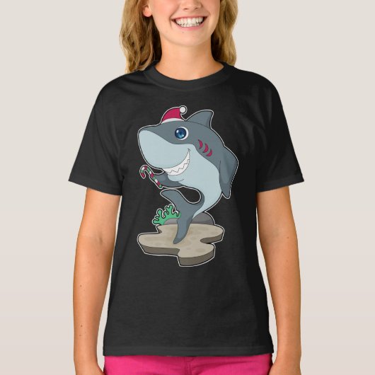 T-shirt Sucre de canne de Noël aux requins (Devant)