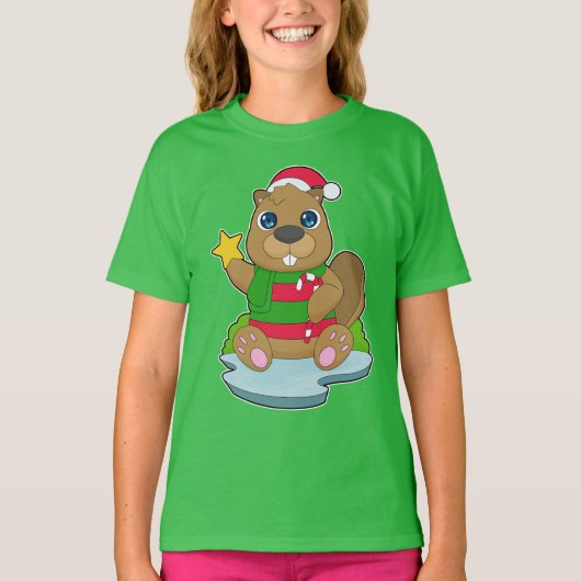 T-shirt Sucre de canne de Noël Beaver (Devant)