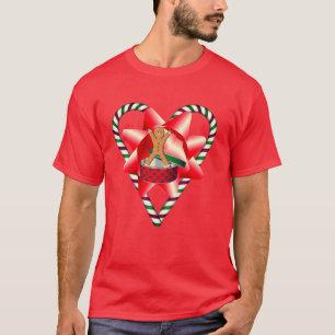 T-shirt Sucre de canne de Noël Coeur pain d'épices Homme