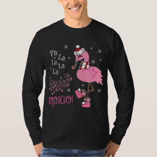 T-shirt Sucre de canne de Noël Cute Fa La MINGO Flamant ro
