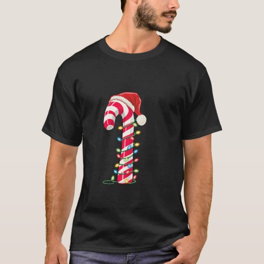 T-shirt Sucre de canne de Noël Santa Hat Noël Lumière Enfa (Devant)
