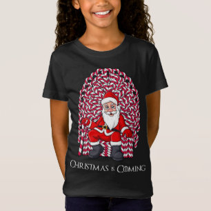 T-Shirt Sucre de canne du Père Noël Trône Noël
