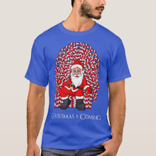 T-shirt Sucre de canne du Père Noël Trône Noël Garçons Fil