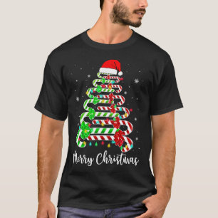 T-shirt Sucre de canne Santa Hat Funny Noël Arbre Joyeux N