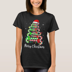 T-shirt Sucre de canne Santa Hat Funny Noël Arbre Joyeux N