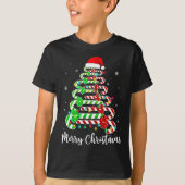 T-shirt Sucre de canne Santa Hat Funny Noël Arbre Joyeux N (Devant)