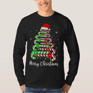 T-shirt Sucre de canne Santa Hat Funny Noël Arbre Joyeux N