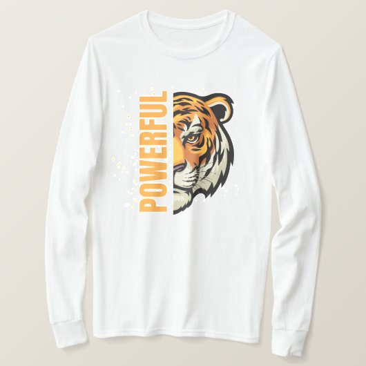 T-shirt Sudadera con dibujo de Tigre y palabra Powerful (Design devant)