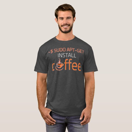 T-shirt Sudo Apt Installer Coffee Coding Developer (Devant entier)