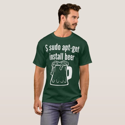 T-shirt Sudo Apt Obtenir Installer Bière Linu Beer Lover D (Devant entier)
