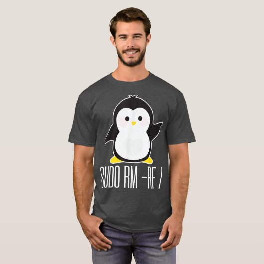 T-shirt sudo rm rf Funny Linu sysadmin, commande (Devant entier)