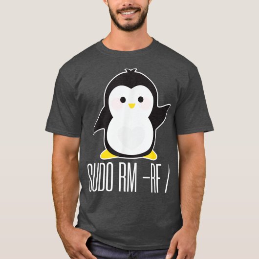 T-shirt sudo rm rf Funny Linu sysadmin, commande (Devant)