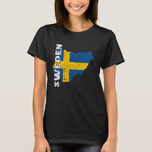 T-shirt Suède Carte Sverige Vintage Suède Drapeau Suédois