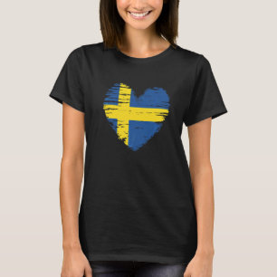 T-shirt Suède Coeur Suède Drapeau suédois Fierté suédoise