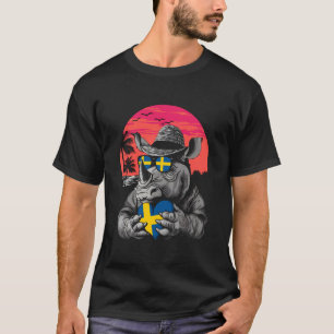 T-shirt Suède Hippopotame Rhinocéros Coucher de soleil Fie