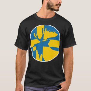 T-shirt Suède Moose Suède Drapeau animal national suédois