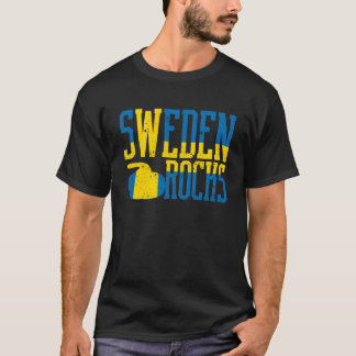 T-shirt Suède Rocks Curling Stone Drapeau suédois