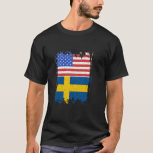 T-shirt Suède USA Amérique Sverige Drapeau suédois Fierté 