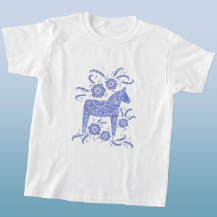 T-shirt suédois Dala Horse Blue Viking