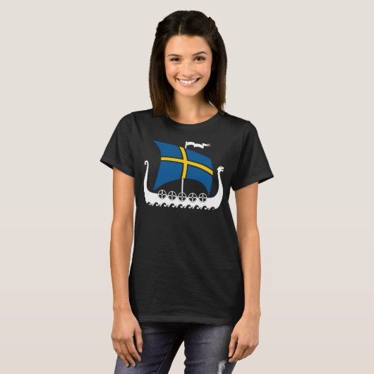 T-shirt Suédois Viking Ship Valhalla Swedish Viking Ship (Devant entier)
