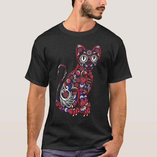 T-shirt Sugar Skull Cat 4th Of July Kitten Kitty Patriotic (Devant)