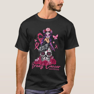 T-shirt Sugar Skull Fight Breast Cancer Awareness Like A G