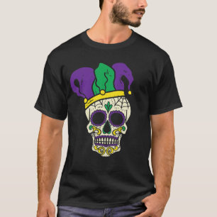 T-shirt Sugar Skull Jester Casquette Funny Mardi Gras Carn