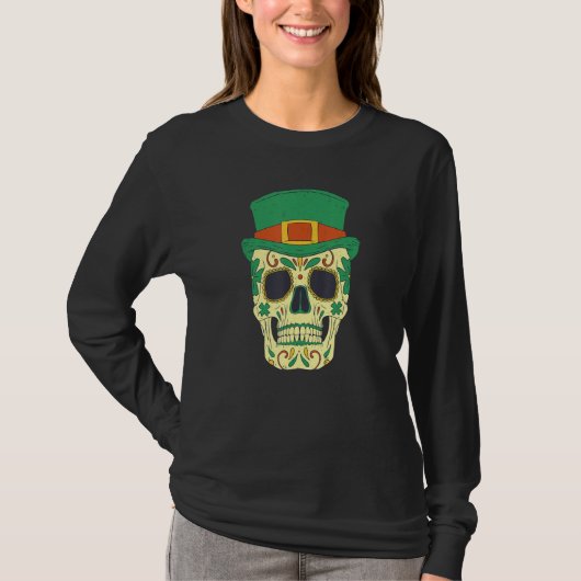 T-shirt Sugar Skull Saint Patricks Day of Dead Mexican Men (Devant)